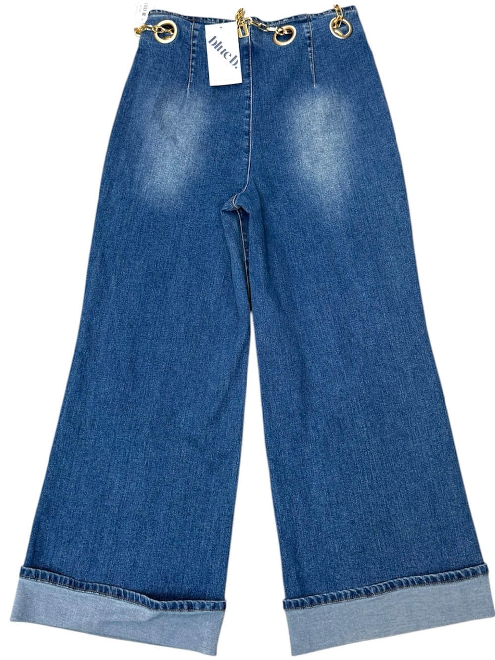 NWT Gold Belted Wide Leg Denim Jeans Sz S - Picture 3 of 5